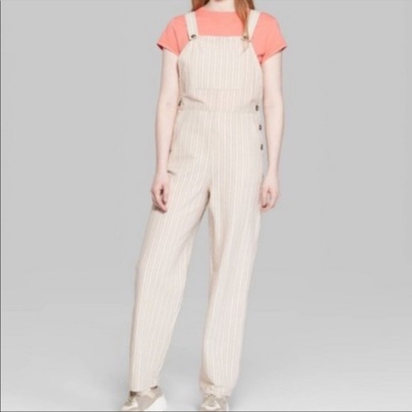 wild fable Pants - Wild Fable Juniors XL Tan and White Striped Overalls